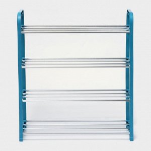 Полка для обуви Доляна, 4 яруса, 50x19x59 см, синяя