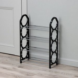 Обувница Доляна, 4 яруса, 42x19x58 см, чёрная