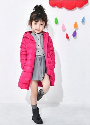 Легкое демисезонное детское пальто, цвет ярко-розовый