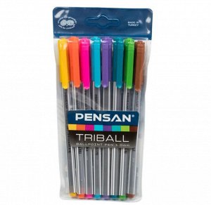 Набор шариковых ручек Pensan TRIBALL 1 мм, 8 цветов