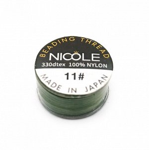 Нить для бисера NICOLE #11 цвета хаки, 46 м. Цена за 1 шт.