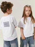 Футболка детская с нашивкой сзади Amarobaby STRIPE, цвет белый