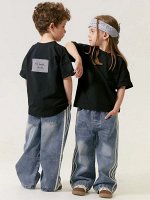 Футболка детская с нашивкой сзади Amarobaby STRIPE, цвет черный