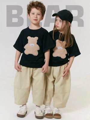 Футболка детская с принтом мишки Amarobaby Bear, цвет черный