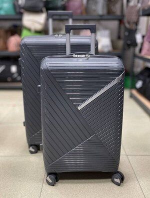 Чемодан из полипропилена серый большой L
