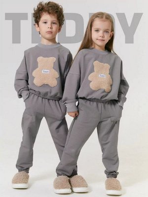 Костюм детский с принтом мишки Amarobaby TEDDY, цвет серый