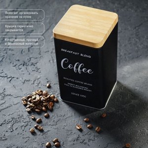 Банка для сыпучих продуктов (кофе) «Сайнс», 18*10 см, цвет чёрный