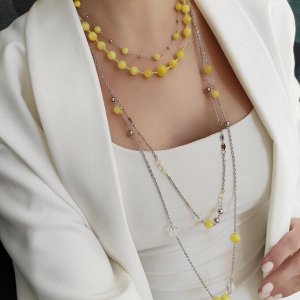 Сет из 3х украшений жёлтый кальцит+горный хрусталь