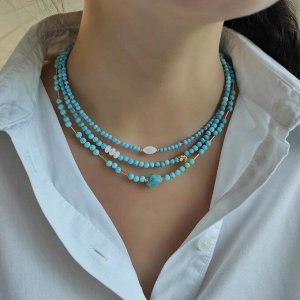 Сет 4 украшения из турквинита, варисцита, перламутра