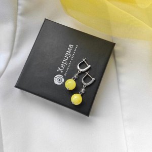 Серьги с желтым кальцитом и горным хрусталём