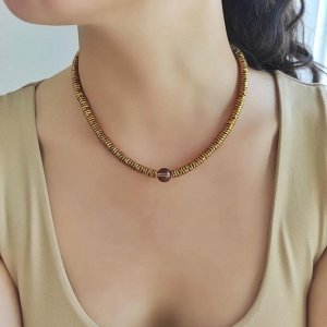 Сет из 3х украшений гематит золотые оттенки с раухтопазом