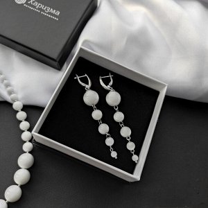 Серьги с белым агатом 5 камней