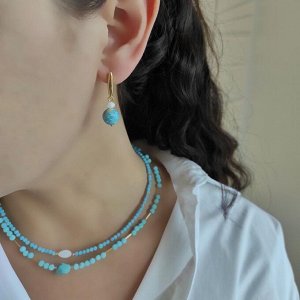 Серьги с турквинитом, варисцитом, перламутром