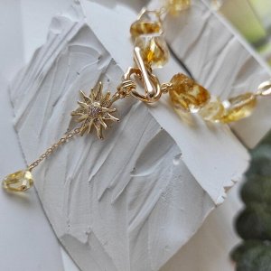 Колье из цитрина с кулоном солнце уценка