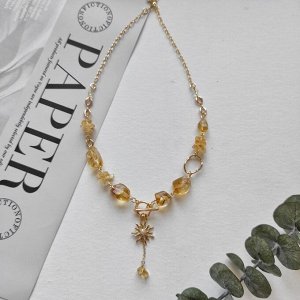 Колье из цитрина с кулоном солнце уценка