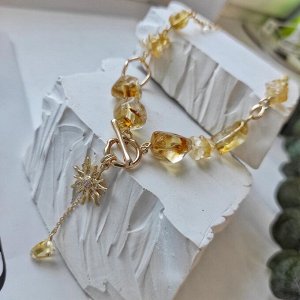 Колье из цитрина с кулоном солнце уценка