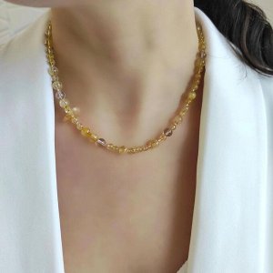 Чокер из цитрина и горного хрусталя