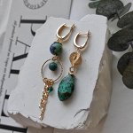 Серьги из азурмалахита и бирюзы