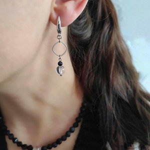 Серьги с ониксом и горным хрусталём
