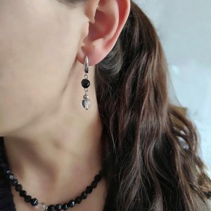 Серьги с ониксом и горным хрусталём