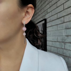 Серьги розовый кварц асимметричные