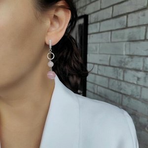 Серьги розовый кварц асимметричные