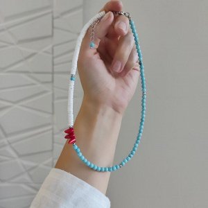Чокер с белым и красным кораллом, турквинитом
