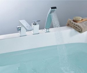 LM5845CW "Контест" Смеситель для ванны встраиваемый, на 3 отверстия, с аксессуарами, хром/белый