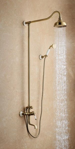 LM4862B "Вилла" Смеситель для ванны с верх. душ. лейкой "Тропический дождь", пов. изл. 165мм, бронза