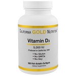 California Gold Nutrition, Витамин D-3, 5,000 МЕ, 360 желатиновых капсул из рыбы