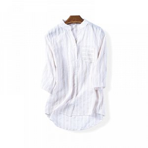 Асимметричная рубашка в полоску и рукавами 3/4 Цвет: НА ФОТО