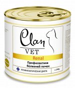 CLAN VET RENAL  Влажный лечебный корм для кошек профилактика болезней почек, ж/б 240 гр 1/12