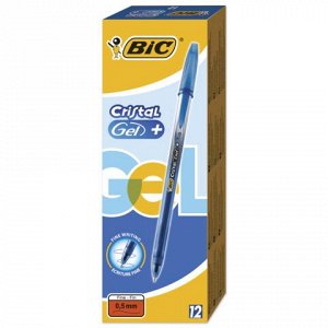 Ручка гелевая BIC Cristal Gel+, корпус тонированный синий, у