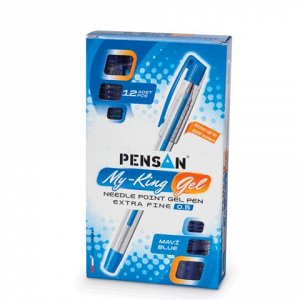Ручка гелевая PENSAN My-King, корпус прозрачный, игольчатый
