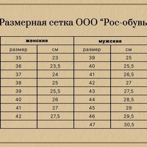 Размерная сетка