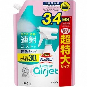 Пенящееся чистящее и дезодорирующее средство "MagicClean Airjet" для ванной (быстрого действия, аромат цветов и фруктов) 1200 мл, мягкая упаковка с крышкой / 6