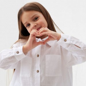 Рубашка для девочки KAFTAN Linen, белая