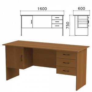 Стол письменный "Канц" (ш1600*г600*в750 мм), 2 тумбы, комбин