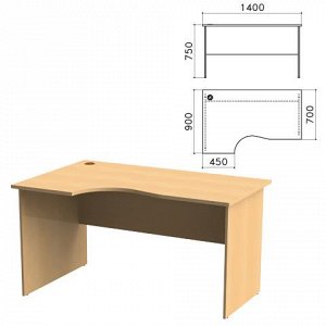 Стол письменный эргономичный "Монолит" (ш1400*г900*в750 мм),