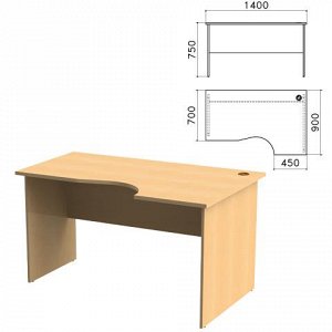 Стол письменный эргономичный "Монолит" (ш1400*г900*в750 мм),