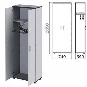 Шкаф для одежды "Монолит" (ш740*г390*в2050 мм), цвет серый,