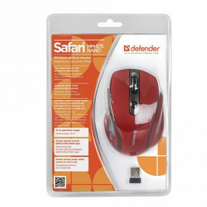 Мышь беспроводная DEFENDER Safari MM-675, USB, 5 кнопок +1ко