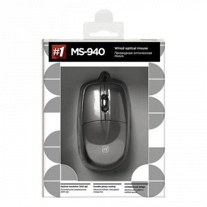 Мышь проводная DEFENDER MS-940, USB, 2 кнопки+1 колесо-кнопк