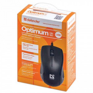 Мышь проводная DEFENDER Optimum MB-160, USB, 2 кнопки+1 коле
