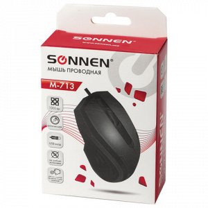 Мышь проводная SONNEN М-713, USB, 1000dpi, 2 кнопки+колесо-к
