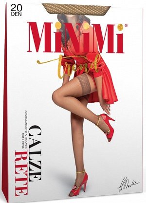 Чулки RETE (MINIMI)   в мелкую сеточку с ажурной резинкой на силиконовой основе