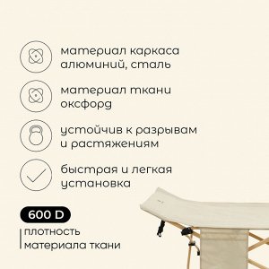 Раскладушка maclay, складная, 190 х 71 х 38 см, до 120 кг, цвет бежевый