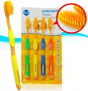 Зубная щетка с золотым напылением (4шт в наборе) Nano Dental Gold Toothbrush