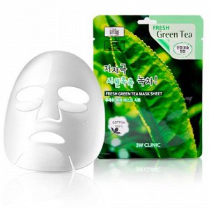[3W CLINIC] НАБОР/Тканевая маска для лица ЗЕЛЕНЫЙ ЧАЙ Fresh Green tea Mask Sheet,