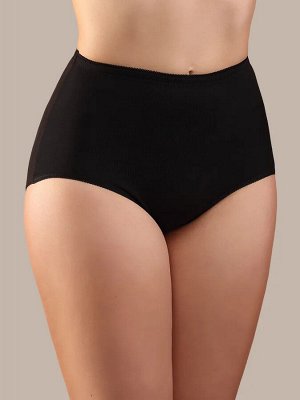 Женские трусы Plus Size слипы с высокой талией и широким бочком, кружевной кант. Цвет черный